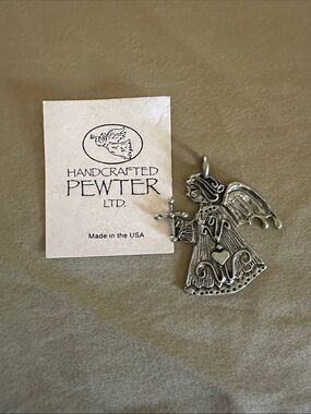 Handcrafted Pewter Angel Pendant - Silver Tone